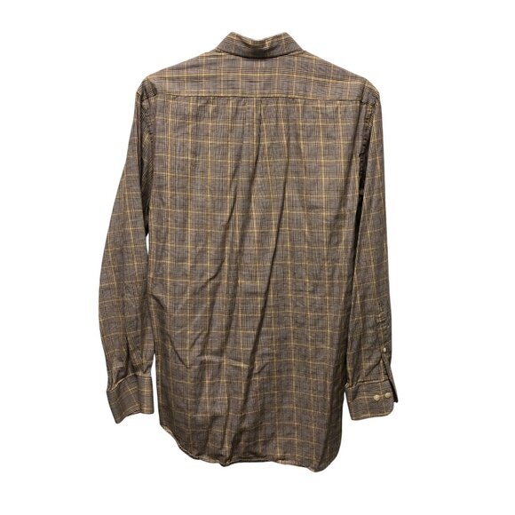 Peter Millar Shirt Mens Size Medium Brown Yellow Plaid Crown Logo Button Down - Picture 5 of 7